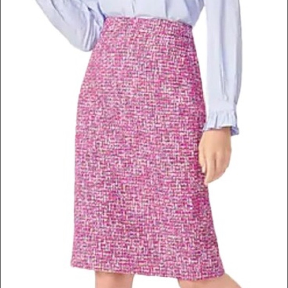 J Crew No2 Pencil Skirt Pink Tweed 8